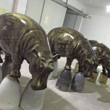 深圳市政園林景觀定制仿青銅玻璃鋼河馬雕塑