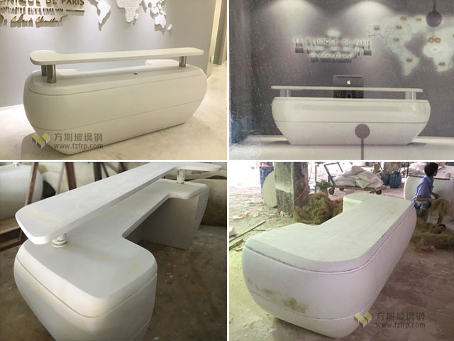 深圳企業(yè)裝飾玻璃鋼辦公前臺(tái)方圳工廠(chǎng)生產(chǎn)制作圖