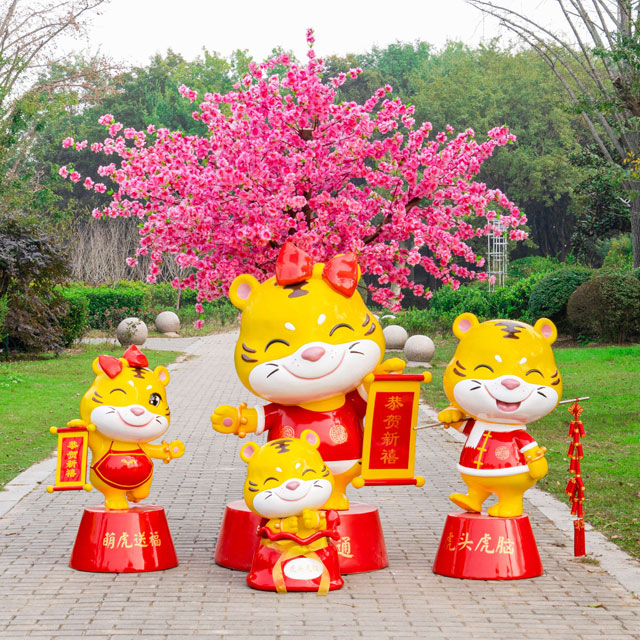 虎年生肖玻璃鋼卡通雕塑