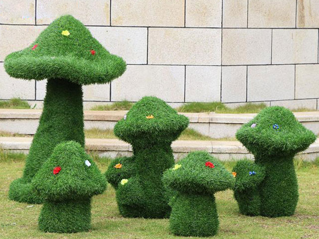 玻璃鋼植絨蘑菇園林雕塑
