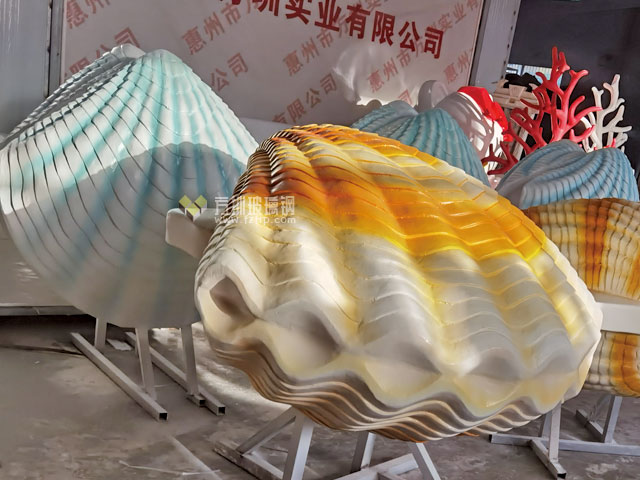 珠海園林玻璃鋼扇貝戶外仿真景觀雕塑海洋生物定制