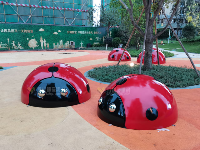 惠州兒童游樂園不銹鋼瓢蟲雕塑昆蟲景觀擺件