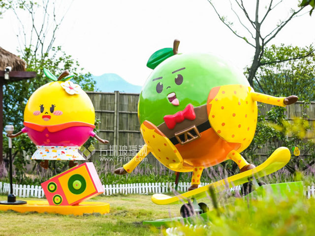 浙江農旅樂園玻璃鋼卡通梨子IP公仔形象雕塑